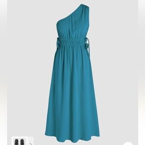 Asymmetrical Neck Knotted Maxi Dress